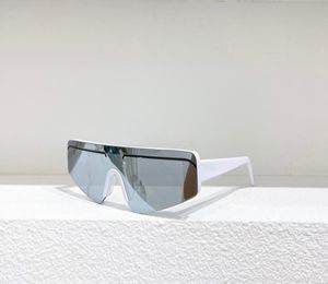 White Silver Mirror Solglasögon för kvinnor Män Flat Top Shield Wrap Glasses Summer Sun Shades Gafas de Sol Sonnenbrille UV400 Eyewea1961188