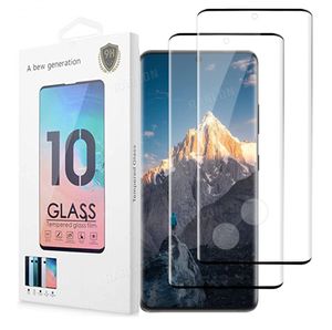 3D -krökt fodralvänlig härdad glasskärmskydd Film Sidlim för Samsung Galaxy S24 S23 Ultra S22 S21 S20 Plus S10 5G S9 S8 Obs 20 10 9 Med paket