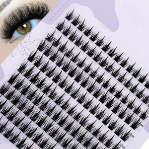 160 Pcs Wheat-Ear Shape Fake Eyelashes Fine Stem, DIY Eyelash Extension, Thick Segmented Clusters, Comic Eyelashes