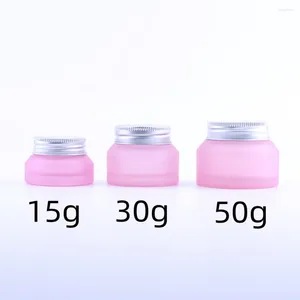 収納ボトル5pcs 15g 30g 50gピンクの空の空の梱包ボテラスレレナブルガラス化粧瓶メイクアップコンテナローションボトルバイアルフェイスクリーム