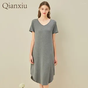 Women's Sleepwear 2024Women's Robe Baboo Fiber Round Collar Short Sleeve Nightdress Ladies Sexy Plus Size Pajamas Night Wear Camisola