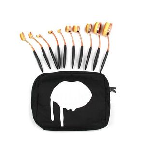Makyaj fırçaları 10 parça fırça setleri gül altın temel bb toz b tasarımcı güzellik araçları siyah kozmetik çanta bırak desen sağlığı ACC dhdmd