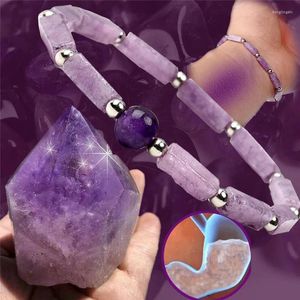 Braccialetti di fascino ametista naturale purifica-purifica energia del braccialetto in pietra per le donne perdita di peso fatica sollievo yoga