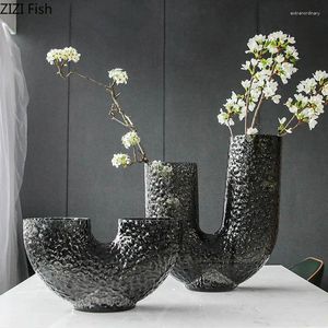 Vasi Minimalismo a forma di U Vaso Fiori Vaso Fiori della scrivania Decorazione Disposizione floreale Creative Floral Room Decorazioni estetiche