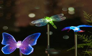 RGB LED Solar Garden Light Outdoor wasserdicht für Gartendekoration Schmetterling Bird Dragonfly Moderne Pfad Rasen Solarlampe Dekor8632069