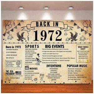 Back in 1972 Banner 50 Year Old Birthday Poster Party Pography Backdrop Men And Women Po Background Fifty Party Supplies 240411