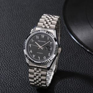 Luxury Steel Arabic Numbers Watches Movimento Automático Urdu Numerais Mecânicos Menic Watch Men Erkek Saatleri 240407