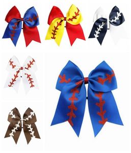 Softball Team Baseball Cheer Bows Girls Fashion Rugby Swallowtail Ponytail Hair Hair Hair Bow Girls Hair Accessories 8 Inc8879889