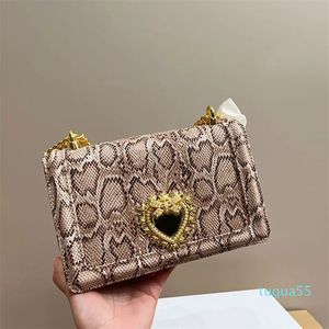 Kettenklappe Crossbody Bag Handtaschen Mode Leder Leoparden -Umhängetaschen Metall Hardware Magnetic Schnalle Quadratinnen Sie Frauen Clutch -Geldbeutel Innenreiße Reißverschluss