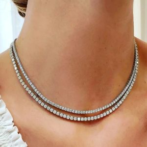 New Luxury 4mm 5mm Hip Hop Silver Color Gothic Tennis Necklace Neck Chain Long for Men Male Women Jewellery Wholesale
