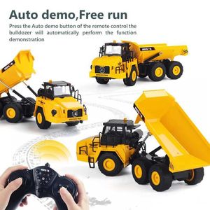 Diecast Model Cars Huina 553 RC Dump Truck Eloy Dump Truck Tractor Remote Control Radio Control 24g 9Channel Engineering Vehicle Excavator Childrens To J0417