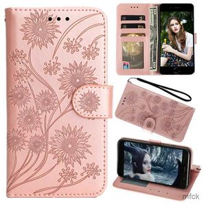 Mobiltelefonfodral Retro Flip Leather Phone Fall för Huawei P20 P30 Honor 10 10x Lite 8A Y5 Y6 Y5P Y6P P Smart 2019 2020 2021 Sun Flower Book Cover