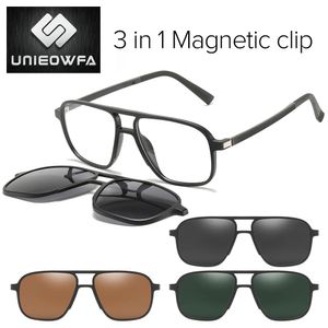 Polarized Magnet Clip On Glasses Frame Men Optical Myopia Eyeglasses Frame Prescription Black Magnet Clip On Sunglasses Male 240411