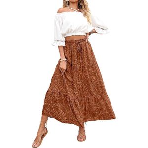 Scherma Zesica Womens 2023 Boemian Floral Stamped Elastic Waist A Line Maxi Skirt con tasche Drop Delivery Delivery Abbigliamento femminile Dhl9y