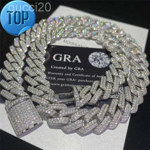 Stock Iced Out VVS Moissanite Cuban Bracelet 925 Silver Bling Diamond Link Chain Hip Hop Men Jóia Taxia R1SO X4YQ