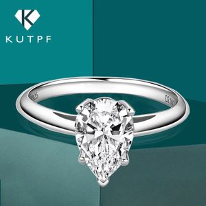 Anello di fidanzamento solitario Waterdrop con anelli di promessa con diamante a pera per pera 925 Fandiera nuziale d'argento per donne 240417