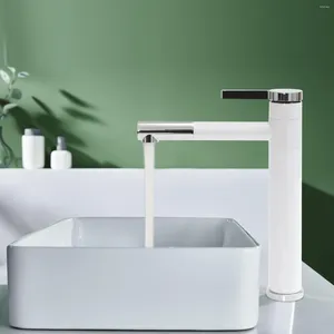 Bathroom Sink Faucets White 360° Rotatable Basin Tap High Washbasin Mixer Single Lever Antidrip