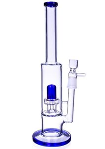 TALL 12inch THICK Straight BONG Showerhead Perc Glass Water Pipe HOOKAH Blue