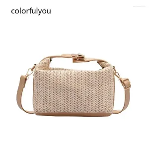 Bag Straw Crossbody For Women 2024 Bohemian Small Beige Knitting Summer Purse And Handbag Vacational Bucket Beach Bags