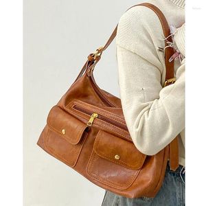 Материалы большой емко шикарной винтажная сумка для плеча женская многосайна дизайн мягкая кожаная сумочка повседневная заклепка ведро на молнии