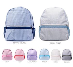 Domil Seersucker School Bags Stripes Cotton Classic Backpack 소프트 소녀 개인화 배낭 보이 DAM0317609330