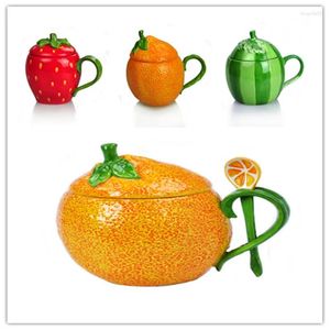 Muggar 2024 Frukt Strawberry Mug stor kapacitet Orange Watermelon Ceramic Milk Cup Coffee Cups Teacup Personlighet Gift CL90322
