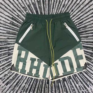 Rhlimited Rhudehighig Street College Style 3次元の切断とスプライシング5ポイントショーツドローストリングカジュアルスポーツ