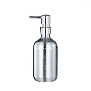 Bottiglie di stoccaggio da 500 ml Specchio ricaricabile Pompa lucida per shampoo in argento Gel di doccia per la salute Distribuzione da bagno per la casa stabile Anti slip