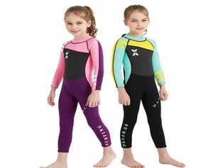 25 mm långärmad dykning för pojke flickor barn som surfar stinger kostymer snorkling uv skydd bask i slit dyk hud vinter 7316437