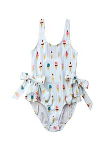 Småbarnsglass tryck One Pieces Suit Baby Girl Summer Beachwear Kid Baby Girl Swimewear Bow Swimning Swimming Clothes3845269