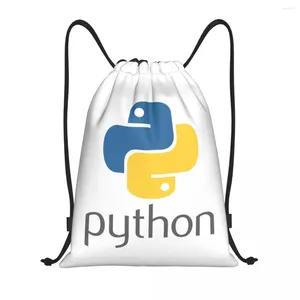 Shopping Bags Programmer Python Symbol Drawstring Backpack Sports Gym Bag For Men Women Computer Developer Programming Coder Training