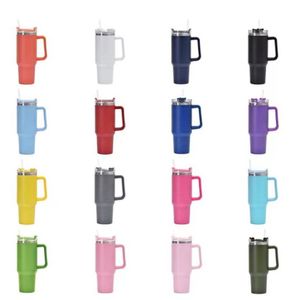 Drinkware 40 uncji kubek z uchwytem izolowane kubki pokrywki słomy ze stali nierdzewnej kawa termos cup303m