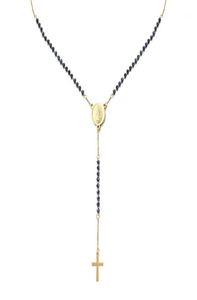 Colares pendentes Católicos de aço inoxidável de aço rosário Cadeia y forma de colar virgem para homens jóias religiosas5919064