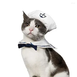 Hundkläder husdjur marinblå kostym kattkläder hundar kostymkläder för katter kattunge med hattar båg slips rolig klädsel
