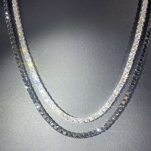 أفضل هدية للنساء سوار سلسلة الهيب هوب 3 مم واسعة S925 Silver Moissanite Diamond Necklace Tennis سلسلة رابط