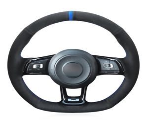 Black Suede DIY Ręcznie szyte kierownicę kierownicy do VW Golf 7 GTI Golf R Mk7 VW Polo GTI Scirocco 2015 20167548233