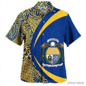 T-shirt maschile Vintage Summer 3d The Republic of Nauru National Banding Shirts Shirts Nauru Emblem Short Short Shorts Men Fresco Abbigliamento Abbigliamento vestiti abiti da abbigliamento