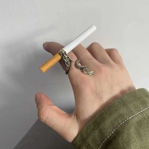 Cigarettklippring Trendsättare Rökning Ring Cigaretthållare Kreativ gåva smycken ring Tyrannosaurus ring cigaretthållare