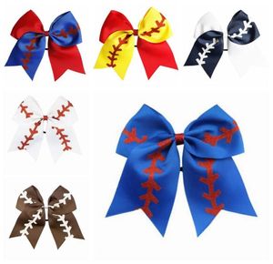 Softball Team Baseball Cheer Bows Girls Fashion Rugby Swallowtail Ponytail Hair Holders Bow Girls Hair Band Hair Accessories 8 Inc2339020