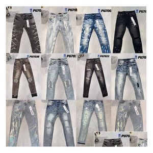 Mens Jeans Purple Denim Trousers Designer Jean Men Black Pants High-End Quality Straight Design Retro Streetwear Casual Sweatpants des Dhjyq