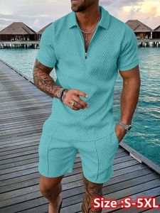 2024 Men's Summer Clothing Luxury Polo Shirts Shorts Sets Solid Plaid Casual Man Shorts Tracksuit Outfits Golf Lapel T-Shirts 240402