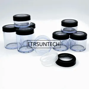 Bottiglie di stoccaggio 5g 10g 15g Jar in polvere di plastica con coperchio nero contenitori PS piccoli per cosmetici Clear campione F1259