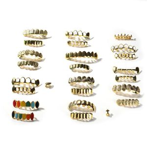 Grillz, Grills Dentals Mens Gold Grillz Conjunto de dentes de moda de moda de hip hop de alta qualidade oito 8 dente superior seis 6 inferior entrega de queda bo dhpjx