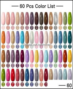 Наборы для ногтей наборы салона Health Beauty 24PCS Pure Color Gel Nails Plock Set Set Seak с ультрафиолетового блеска полумаченовного основания T Dhnhg7708932