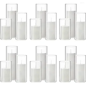 Wazony białe świece filarowe i szklany cylinder przezroczysty dla szczupłowych centralnych elementów (36 szt.)