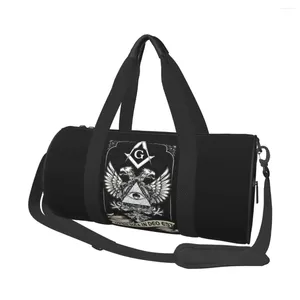 Utomhusväskor Gym Bag Freemason Logo Sports Large Compass Mason Male Female Portable Printed Handbag Novel Training Fitness