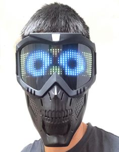 Original Cyberpunk Magic App Bluetooth RGB LED Tactical Skull Mask Shooting Hunting Paintball Masks Motorcykel Män Full Face Hikin3085109