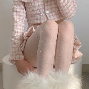 Women Socks White Flash Diamond Stockings Girl All-Match Thin Pantyhose Arbitrarily Cut Mesh Nylon Tights High Hosiery