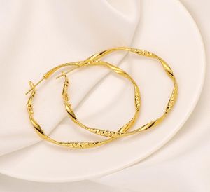 18K Żółty Kolejny Kołek Złote Gf Endless Hoop Kolczyki Huggie Twisted Lage Ear Hoops Zestaw biżuterii6693101