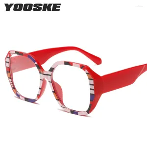 Sunglasses Frames YOOSKE 2024 Sided Anti Shape Blue Light Flat Mirror Striped Large Frame Glasses Fashionable And Lightweight